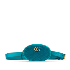 グッチ GGマーモント キルティング ボディバッグ ウエストバッグ 476434 グリーン ブルー ベロア レザー レディース GUCCI 【中古】