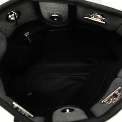 シャネル ドーヴィルPM チェーン トートバッグ ショルダーバッグ グレー ブラック キャンバス レザー レディース CHANEL 【中古】
