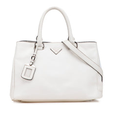 プラダ 三角ロゴプレート ハンドバッグ ショルダーバッグ2WAY BN2579 ホワイト レザー レディース PRADA 【中古】