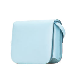 セリーヌ クラシックボックス ミディアム 斜め掛け ショルダーバッグ ライトブルー レザー レディース CELINE 【中古】