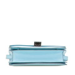 セリーヌ クラシックボックス ミディアム 斜め掛け ショルダーバッグ ライトブルー レザー レディース CELINE 【中古】