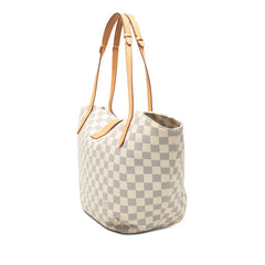 ルイ ヴィトン ダミエ アズール サリナPM トートバッグ ショルダーバッグ N41208 ホワイト PVC レザー レディース LOUIS VUITTON 【中古】