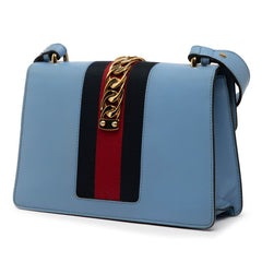 グッチ シルヴィ ショルダーバッグ 421882 ライトブルー レザー レディース GUCCI 【中古】