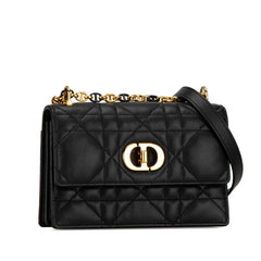 ディオール Miss Caro マクロカナージュ チェーン ミニショルダーバッグ ブラック ラムスキン レディース Dior 中古