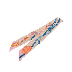 エルメス ツイリー Brides de gala アップリケピケ スカーフ ピンク マルチカラー シルク レディース HERMES 【中古】