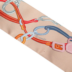 エルメス ツイリー Brides de gala アップリケピケ スカーフ ピンク マルチカラー シルク レディース HERMES 【中古】