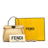 フェンディ セレリア ピーカブー ミニ ハンドバッグ ショルダーバッグ 2WAY 8BN244 ベージュ レザー レディース FENDI 中古