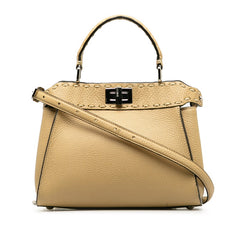フェンディ セレリア ピーカブー ミニ ハンドバッグ ショルダーバッグ 2WAY 8BN244 ベージュ レザー レディース FENDI 中古