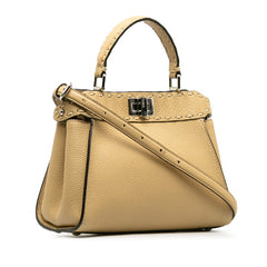 フェンディ セレリア ピーカブー ミニ ハンドバッグ ショルダーバッグ 2WAY 8BN244 ベージュ レザー レディース FENDI 中古