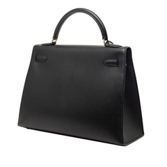エルメス ケリー32 ハンドバッグ ショルダーバッグ 2WAY 外縫い ブラック ゴールド金具 アルデンヌ レディース HERMES 【中古】
