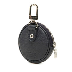 ルイ ヴィトン ポルトクレ ポシェット キーリング キーホルダー ミニポーチ コインケース MP2080 ネイビー レザー レディース LOUIS VUITTON 【中古】