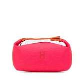 エルメス ブリッド ア ブラックPM ハンドバッグ ポーチ ハイビスカス ピンク トワルアッシュ レディース HERMES 【中古】