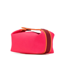 エルメス ブリッド ア ブラックPM ハンドバッグ ポーチ ハイビスカス ピンク トワルアッシュ レディース HERMES 【中古】