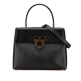 サルヴァトーレフェラガモ ガンチーニ ハンドバッグ ショルダーバッグ 2WAY AF-21 0290 ブラック レザー レディース Salvatore Ferragamo 【中古】