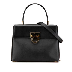 サルヴァトーレフェラガモ ガンチーニ ハンドバッグ ショルダーバッグ 2WAY AF-21 0290 ブラック レザー レディース Salvatore Ferragamo 【中古】