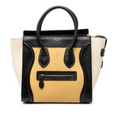 セリーヌ ラゲージ マイクロ ショッパー ハンドバッグ トートバッグ ブラック ベージュ アイボリー レザー レディース CELINE 【中古】