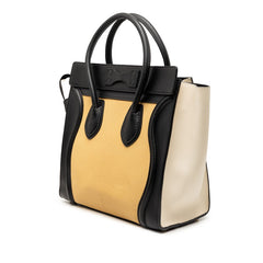 セリーヌ ラゲージ マイクロ ショッパー ハンドバッグ トートバッグ ブラック ベージュ アイボリー レザー レディース CELINE 【中古】