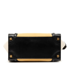 セリーヌ ラゲージ マイクロ ショッパー ハンドバッグ トートバッグ ブラック ベージュ アイボリー レザー レディース CELINE 【中古】