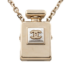 シャネル ココマーク パフュームボトル チェーン ペンダント ネックレス ゴールド メッキ フェイクパール レディース CHANEL 【中古】