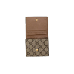 グッチ GGスプリーム ダブルG 二つ折り財布 598587 ベージュ ピンク PVC レザー レディース GUCCI 【中古】