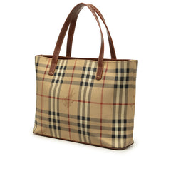 バーバリー ノバチェック シャドーホース ハンドバッグ ベージュ ブラウン PVC レザー レディース BURBERRY 中古