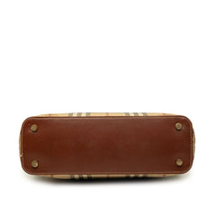 バーバリー ノバチェック シャドーホース ハンドバッグ ベージュ ブラウン PVC レザー レディース BURBERRY 中古