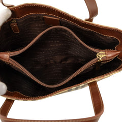 バーバリー ノバチェック シャドーホース ハンドバッグ ベージュ ブラウン PVC レザー レディース BURBERRY 中古