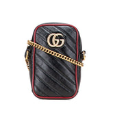 グッチ GGマーモント チェーン ショルダーバッグ 601577 ブラック レザー レディース GUCCI 【中古】