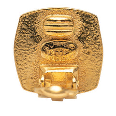 シャネル ヴィンテージ ココマーク スクエア イヤリング ゴールド ブラック メッキ レディース CHANEL 【中古】