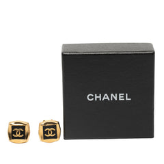 シャネル ヴィンテージ ココマーク スクエア イヤリング ゴールド ブラック メッキ レディース CHANEL 【中古】