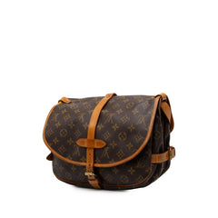 ルイ ヴィトン モノグラム ソミュール30 斜め掛け ショルダーバッグ M42256 ブラウン PVC レザー レディース LOUIS VUITTON 中古