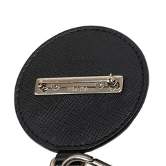 プラダ ロボモチーフ チェーン ロゴ ブローチ ブラック シルバー メタル サフィアーノレザー レディース PRADA 中古