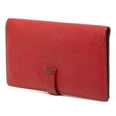 エルメス ベアン スフレ 長財布 □P 2012 レッド ゴールド金具 ヴォーエプソン レディース HERMES 【中古】