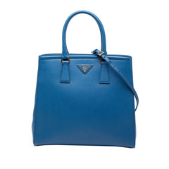 プラダ 三角ロゴプレート ショルダーバッグ ハンドバッグ 2WAY B2411M ブルー サフィアーノレザー レディース PRADA 【中古】