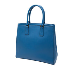 プラダ 三角ロゴプレート ショルダーバッグ ハンドバッグ 2WAY B2411M ブルー サフィアーノレザー レディース PRADA 【中古】
