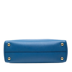 プラダ 三角ロゴプレート ショルダーバッグ ハンドバッグ 2WAY B2411M ブルー サフィアーノレザー レディース PRADA 【中古】