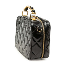 シャネル マトラッセ ハンドバッグ チェーン ショルダーバッグ 2WAY ブラック パテントレザー レディース CHANEL 【中古】