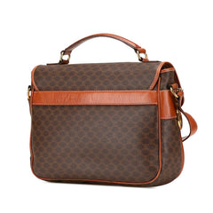 セリーヌ マカダム ハンドバッグ ショルダーバッグ ブラウン PVC レザー レディース CELINE 中古