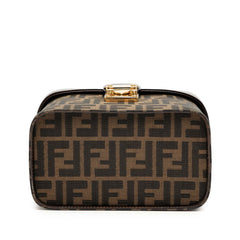 フェンディ ズッカ ショルダーバッグ バニティバッグ 2WAY ブラウン キャンバス レザー レディース FENDI 【中古】