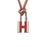 エルメス カデナ Hモチーフ ネックレス シルバー ブラウン メタル レザー レディース HERMES 【中古】