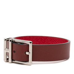 エルメス ネイサン リバーシブル ブレスレット レッド ブラウン レザー レディース HERMES 【中古】