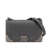 シャネル パリダラス ボーイシャネル ココマーク チェーンショルダーバッグ グレー系 カーフ レディース CHANEL 【中古】