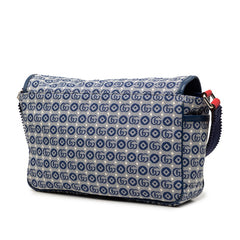 グッチ チルドレンズ ダブルG ロゴ 星 スター ショルダーバッグ 664143 ブルー レッド キャンバス レザー レディース GUCCI 【中古】