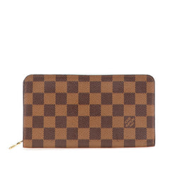 ルイ ヴィトン ダミエ ポルト モネ ジップ 長財布 ラウンドファスナー N61728 ブラウン PVC レディース LOUIS VUITTON 【中古】