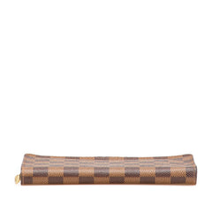 ルイ ヴィトン ダミエ ポルト モネ ジップ 長財布 ラウンドファスナー N61728 ブラウン PVC レディース LOUIS VUITTON 【中古】
