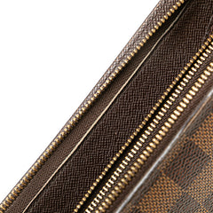 ルイ ヴィトン ダミエ ポルト モネ ジップ 長財布 ラウンドファスナー N61728 ブラウン PVC レディース LOUIS VUITTON 【中古】
