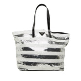 プラダ ロゴ トートバッグ ショルダーバッグ ホワイト シルバー スパンコール エナメル レディース PRADA 【中古】