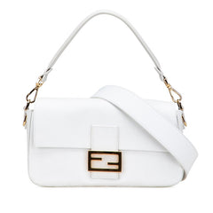 フェンディ 2023年 バゲット ハンドバッグ ショルダーバッグ 2WAY 8BR600 ホワイト リネン レザー レディース FENDI 【中古】