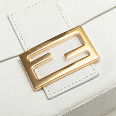 フェンディ 2023年 バゲット ハンドバッグ ショルダーバッグ 2WAY 8BR600 ホワイト リネン レザー レディース FENDI 【中古】