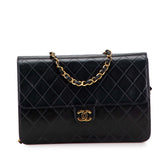 シャネル マトラッセ25 ココマーク プッシュロック チェーン ショルダーバッグ ブラック ラムスキン レディース CHANEL 【中古】